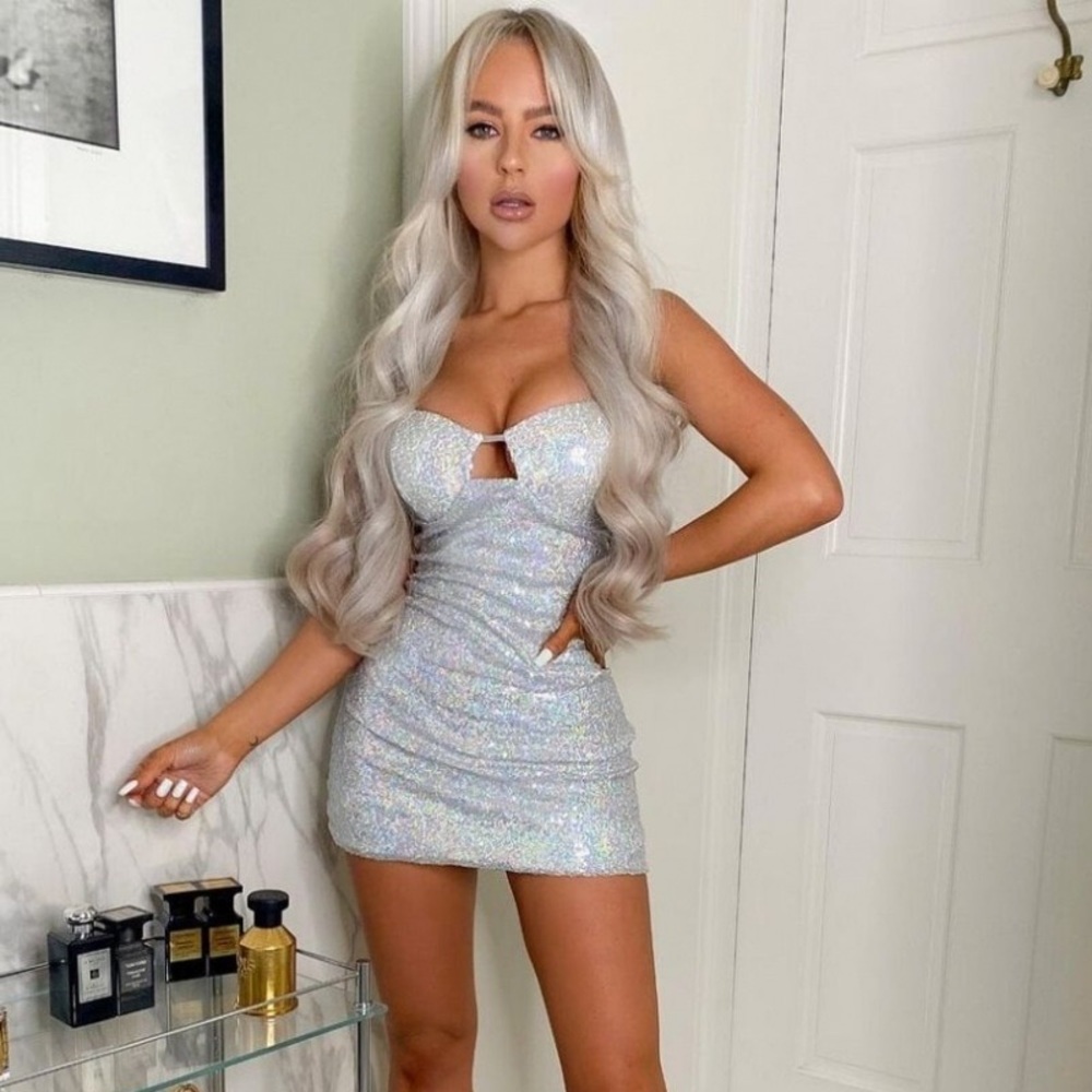Whitney Iridescent Silver Sequin Mini Dress - Picture 2 of 12